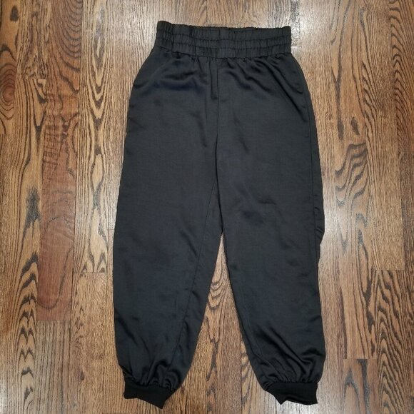 ACOA Black Satin Elastic Joggers Size Small - Picture 2 of 13